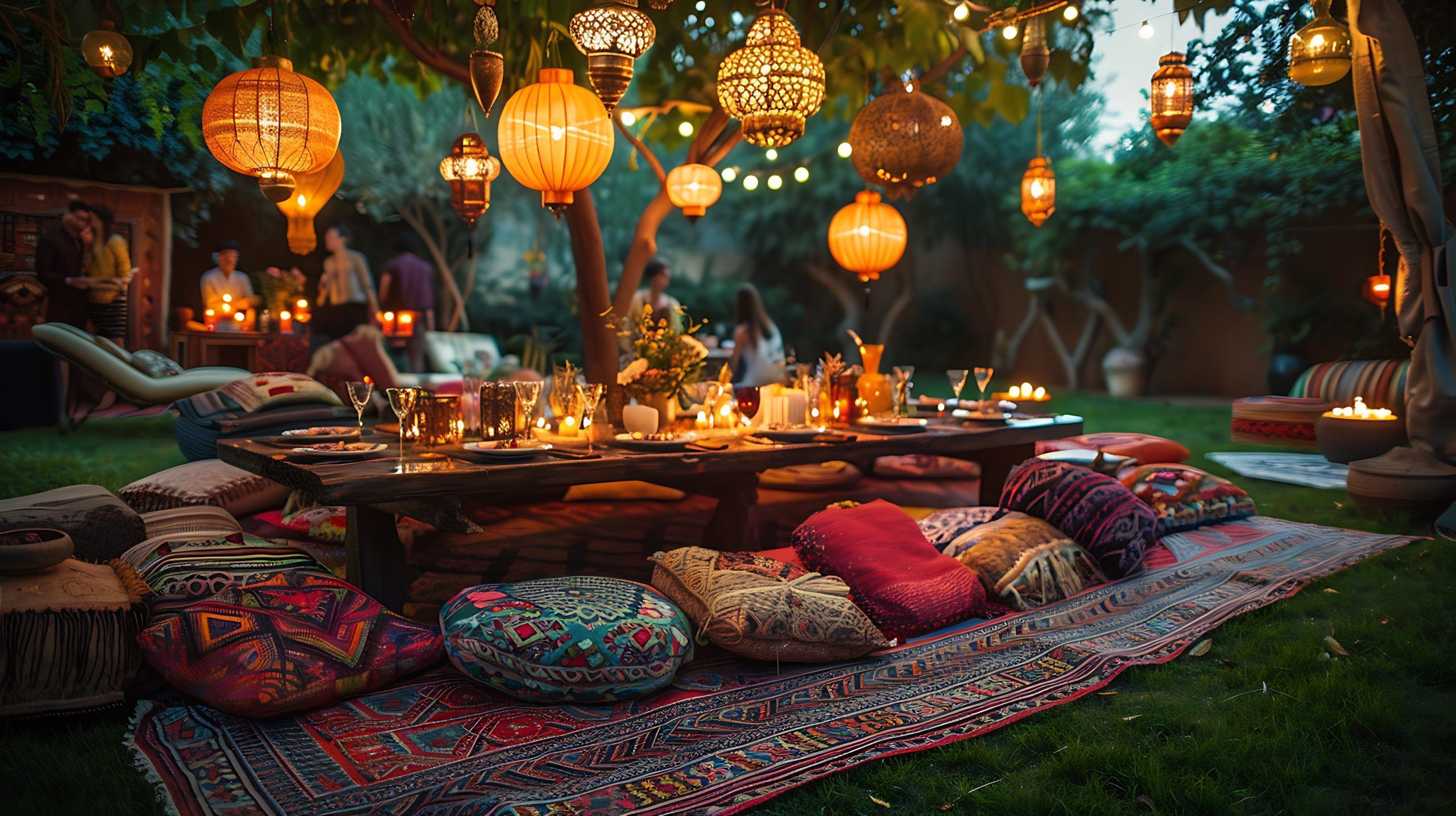 A cosy bohemian-themed dinner party A cosy bohemian-themed dinner party